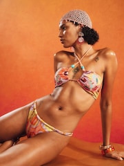 River Island Orange Terry De Havilland Swirl Glitter Bikini Set - Image 1 of 4