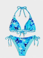 River Island Blue Reversible Orchid Bikini Set - Image 5 of 5