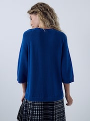 Cobalt Blue Short Sleeve Knit 2 in 1 Mini Dress - Image 4 of 6