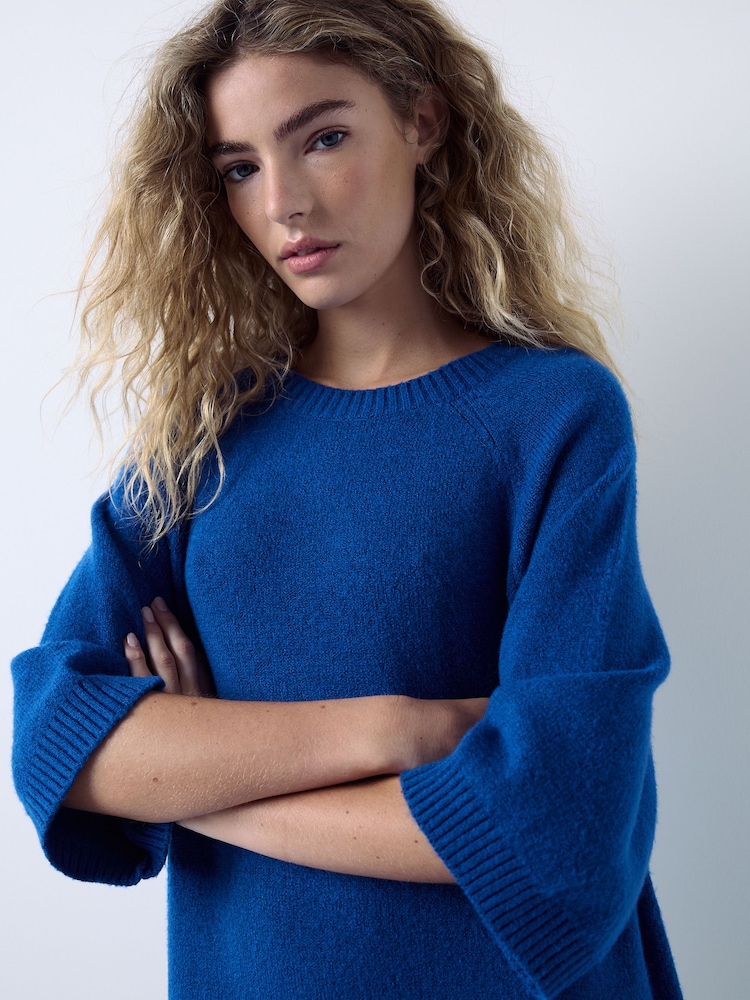 Cobalt Blue Short Sleeve Knit 2 in 1 Mini Dress - Image 6 of 6 Cobalt Blue Short Sleeve Knit 2 in 1 Mini Dress - Image 6 of 6