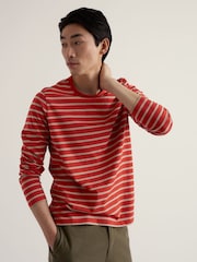Seasalt Cornwall Red/Cream Sailor Shirt With Crew Neck - Image 3 of 5