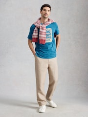 White Stuff Blue Abersoch Checker Graphic T-Shirt - Image 3 of 6