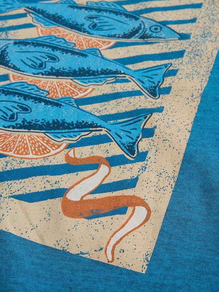 White Stuff Blue Abersoch Checker Graphic T-Shirt - Image 6 of 6 White Stuff Blue Abersoch Checker Graphic T-Shirt - Image 6 of 6