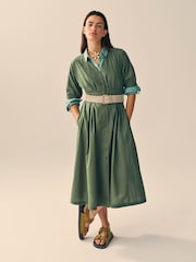 White Stuff Green Kate Linen Blend Dress - Image 1 of 7