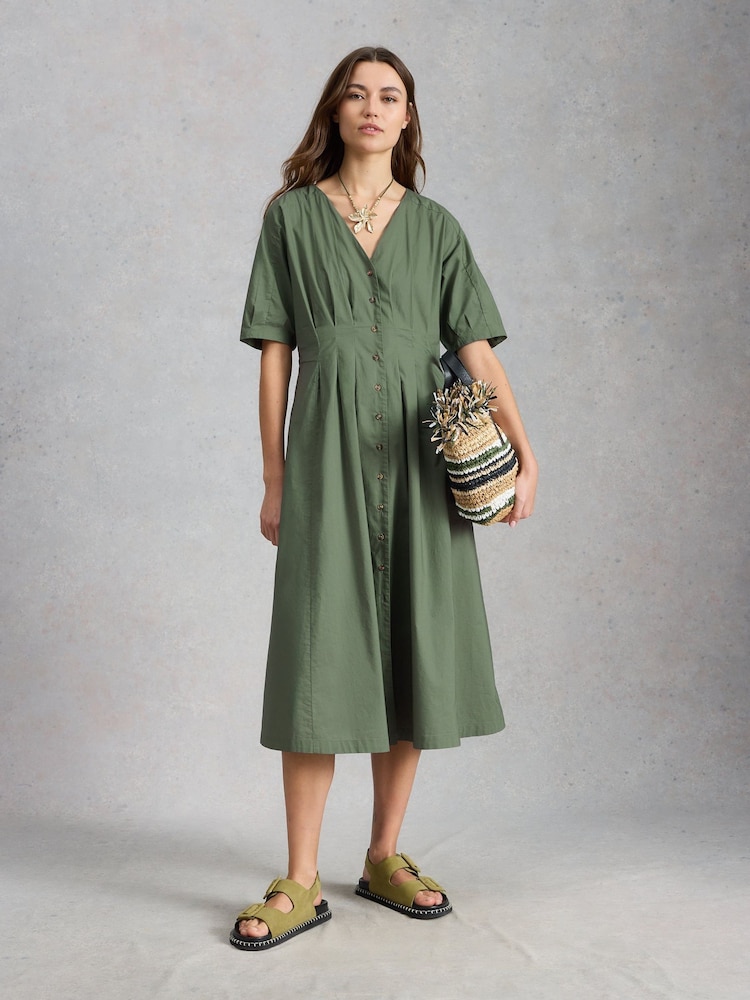 White Stuff Green Kate Linen Blend Dress - Image 2 of 7