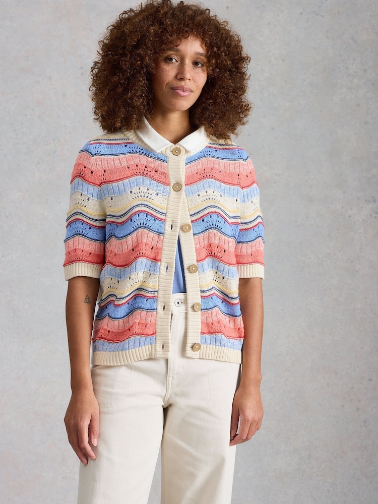 White Stuff White Isabella Wavy Cardigan - Image 2 of 6