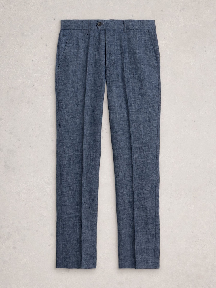 White Stuff Blue Dundee Linen Blend Trousers - Image 1 of 2