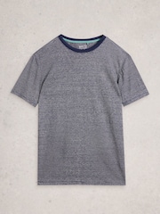 White Stuff Navy Abersoch Stripe Linen T-Shirt - Image 1 of 2
