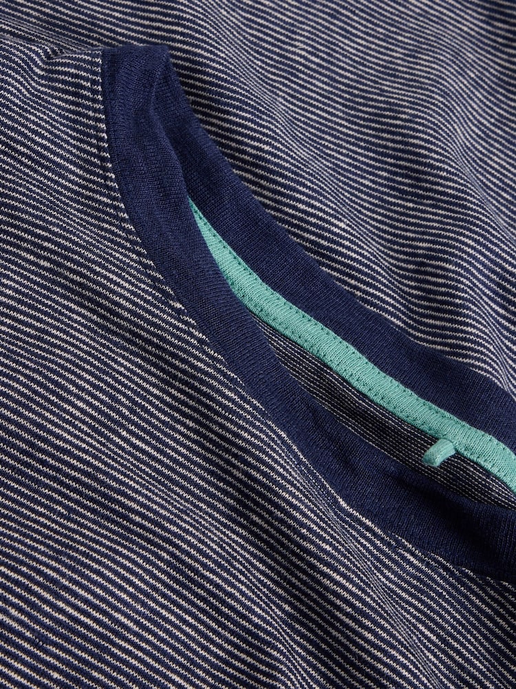 White Stuff Navy Abersoch Stripe Linen T-Shirt - Image 2 of 2 White Stuff Navy Abersoch Stripe Linen T-Shirt - Image 2 of 2