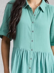 White Stuff Blue Rylee Double Cloth Shirt Dress - Image 4 of 6