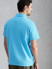 White Stuff Blue Anderby Woven Polo Shirt - Image 2 of 2