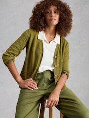 White Stuff Green Nova Linen Blend Cardigan - Image 1 of 6