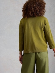 White Stuff Green Nova Linen Blend Cardigan - Image 2 of 6