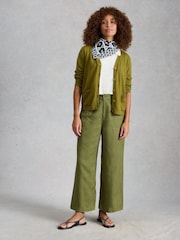 White Stuff Green Nova Linen Blend Cardigan - Image 3 of 6