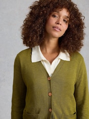 White Stuff Green Nova Linen Blend Cardigan - Image 4 of 6