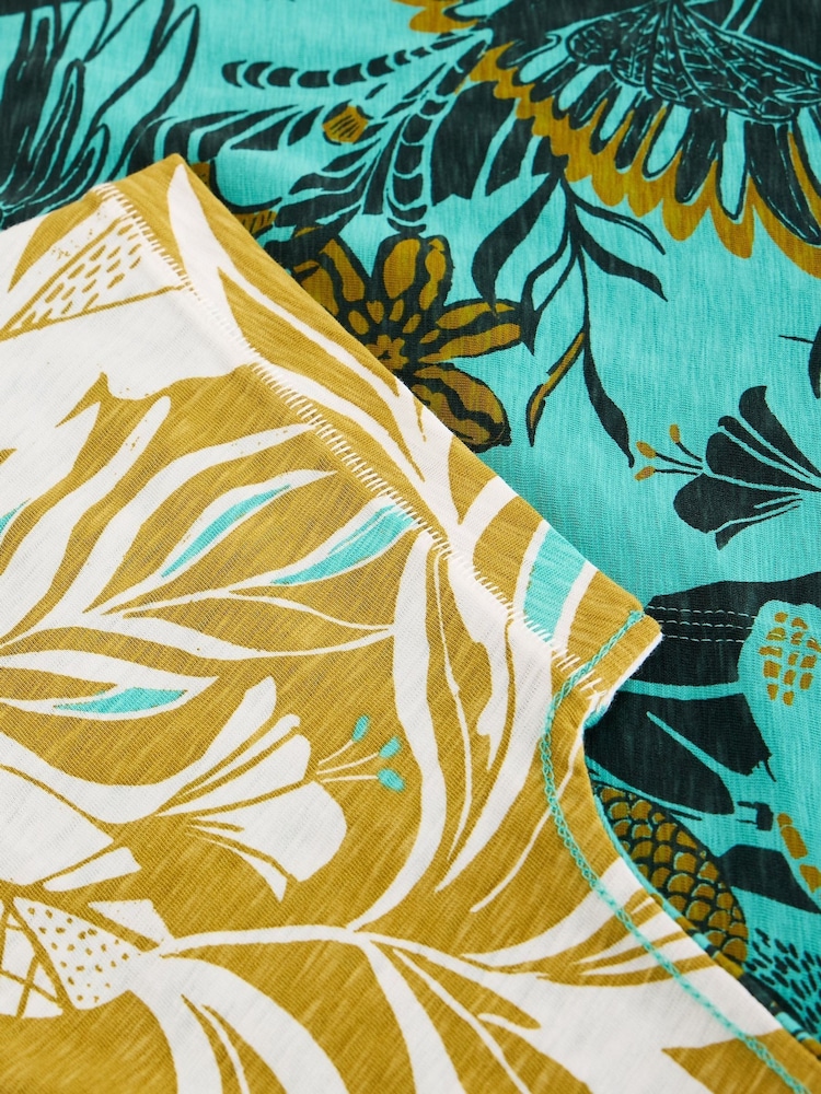 White Stuff Teal Multi Nelly Notch Neck T-Shirt - Image 6 of 6 White Stuff Teal Multi Nelly Notch Neck T-Shirt - Image 6 of 6