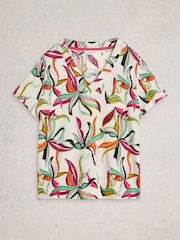 White Stuff חולצת טי מסיב פשתן עם צווארון וי, דגם Susie - תמונה 6 מתוך 6