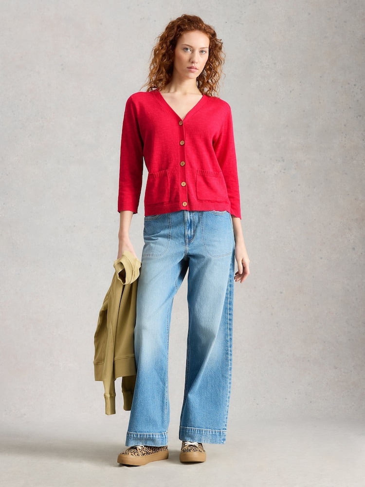 White Stuff Pink Nova Linen Blend Cardigan - Image 2 of 6