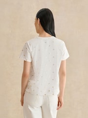 Hobbs White Adaline Foil T-Shirt - Image 2 of 4