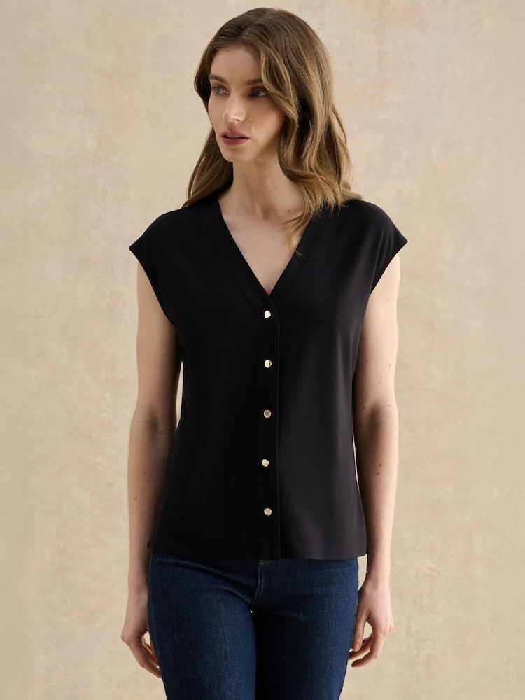 Hobbs Black Hayley Button Top - Image 1 of 5