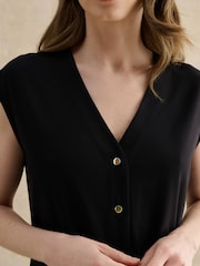 Hobbs Black Hayley Button Top - Image 3 of 5