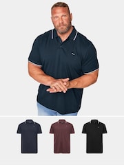 BadRhino Big & Tall Black Tipped Polo Shirts 3 Pack - Image 1 of 4