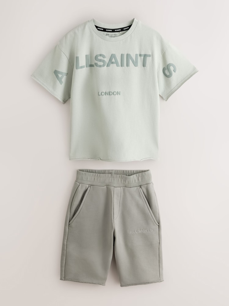 smALLSAINTS Green Biggy Oversized T-Shirt and Sweat Shorts Set - Image 1 of 6 smALLSAINTS Green Biggy Oversized T-Shirt and Sweat Shorts Set - Image 1 of 6