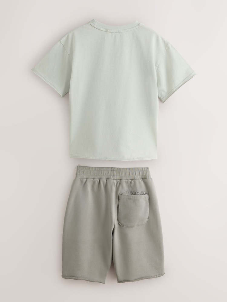 smALLSAINTS Green Biggy Oversized T-Shirt and Sweat Shorts Set - Image 2 of 6 smALLSAINTS Green Biggy Oversized T-Shirt and Sweat Shorts Set - Image 2 of 6