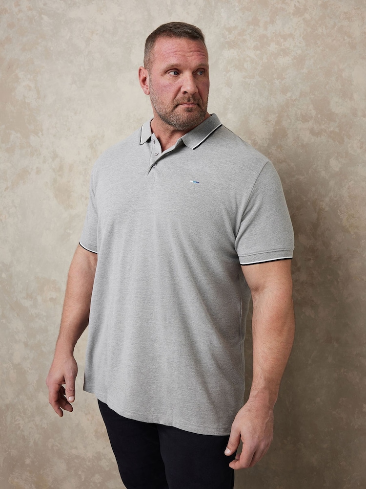 BadRhino Big & Tall Grey Tipped Core Polo Shirt - Image 1 of 3