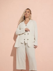 Yours Curve Natural Relaxed Linen Blazer - Image 1 of 3