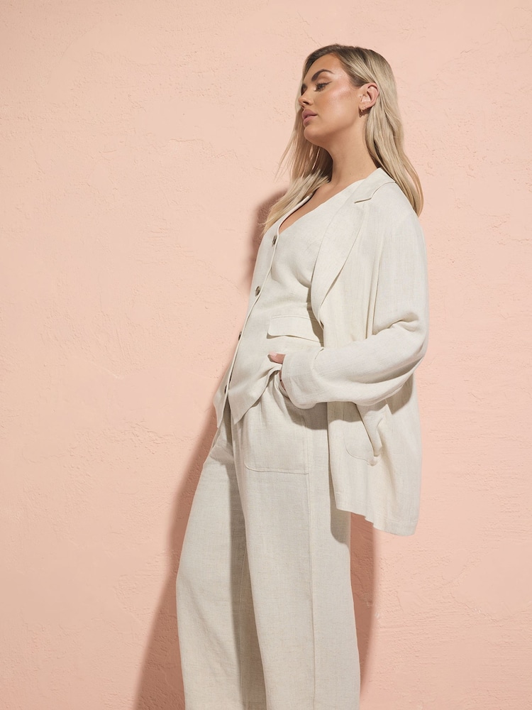 Yours Curve Natural Relaxed Linen Blazer - Image 2 of 3