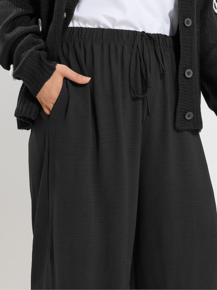 Yours Curve Black Twill Wide Leg Trousers - Image 4 of 4