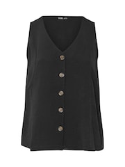 Yours Curve Black Textured Button Front Waistcoat - Image 5 of 5
