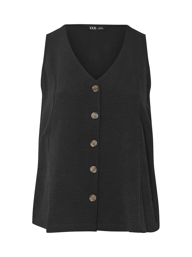Yours Curve Black Textured Button Front Waistcoat - Image 5 of 5