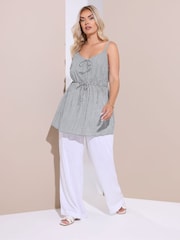 Yours Curve White Gingham Tie Front Cami Top - Image 3 of 6