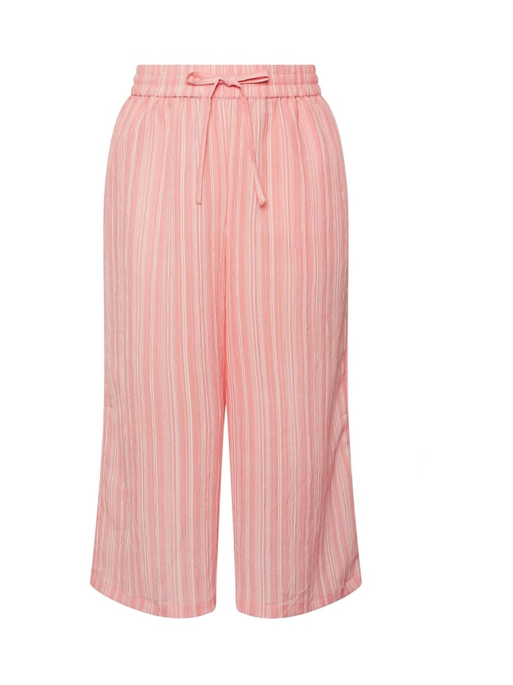 Yours Curve מכנסי קרופ עם פסים ומרקם - תמונה 5 מתוך 5