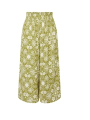 Yours Curve Green Palm Print Shirred Midaxi Culottes - Image 5 of 5