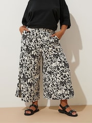 Yours Curve White Cow Print Midaxi Culottes - Image 1 of 6