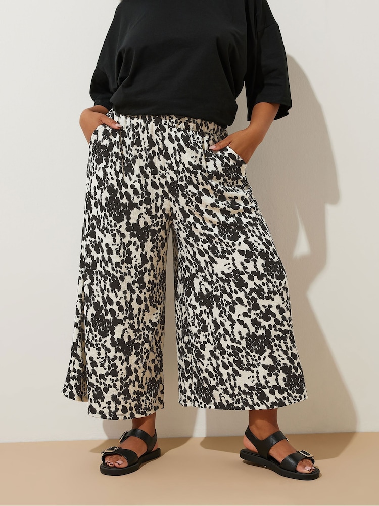 Yours Curve White Cow Print Midaxi Culottes - Image 1 of 6