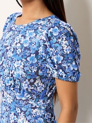M&Co Blue Petite Floral Midi Dress - Image 4 of 5