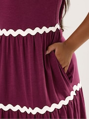 Yours Curve Red Contrast Swirl Tiered Maxi Dress - Image 4 of 5