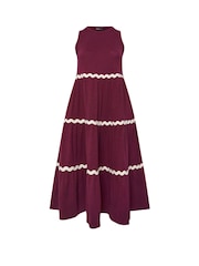 Yours Curve Red Contrast Swirl Tiered Maxi Dress - Image 5 of 5