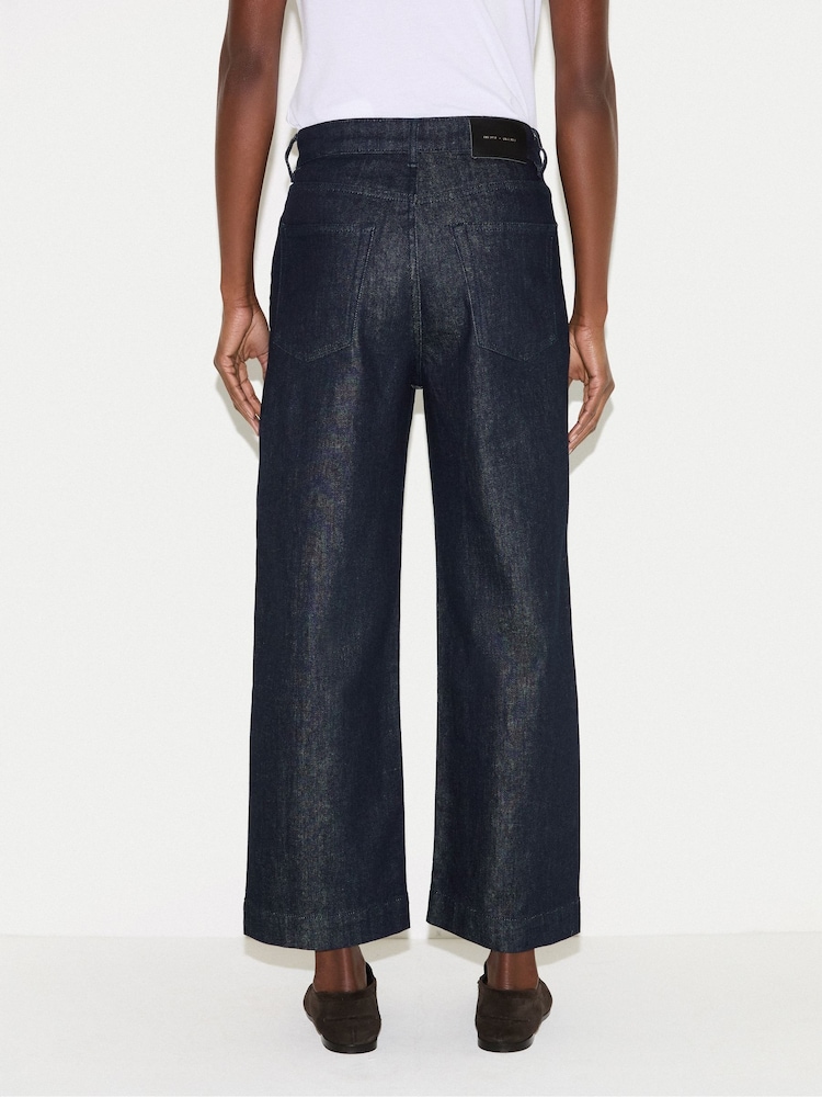 Jigsaw Blue Tyne Wide Leg Cropped Jeans - Image 4 of 4