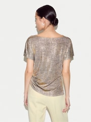 Jigsaw Gold Shimmer Gathered Jersey Top - Image 4 of 5