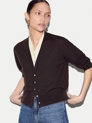 Jigsaw Brown Merino Double Layer Cardigan - Image 2 of 5