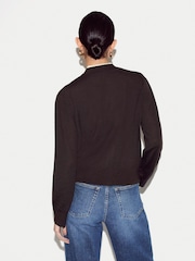 Jigsaw Brown Merino Double Layer Cardigan - Image 4 of 5