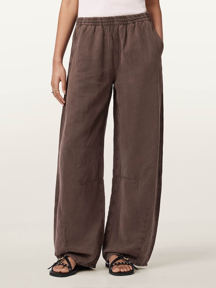 AllSaints Brown Jett Pull On Trousers - Image 1 of 7