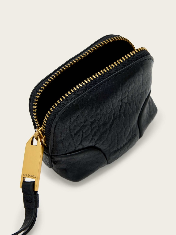 AllSaints Black Ares Grain Lanyard Bag - Image 1 of 3