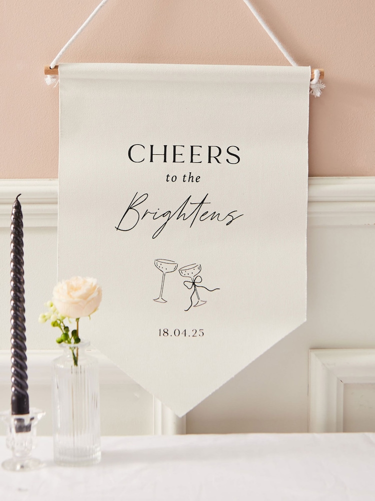 Personalised Cheers To The Wedding Wall Hanging by Made Yours - Image 1 of 3