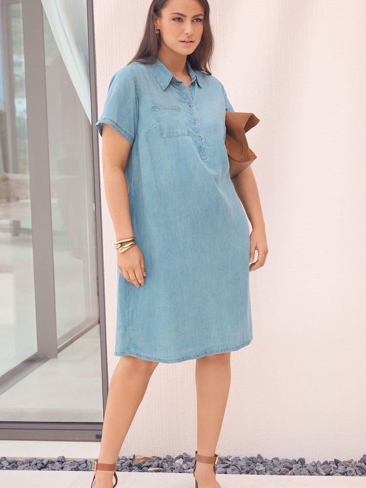 Evans Blue Lyocell Denim Dress - Image 2 of 6